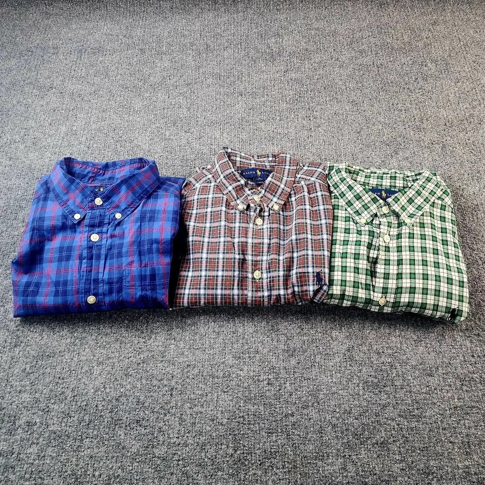 Ralph Lauren Shirt Youth XL‎ 18-20 Lot of 3 Plaid Button Down Long Sleeve Cotton